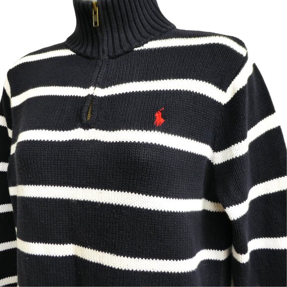 Ralph Lauren Sweaters - Vintage Ralph Lauren Polo Mock Quarter Zip Knit Pullover Sweater Color Block M